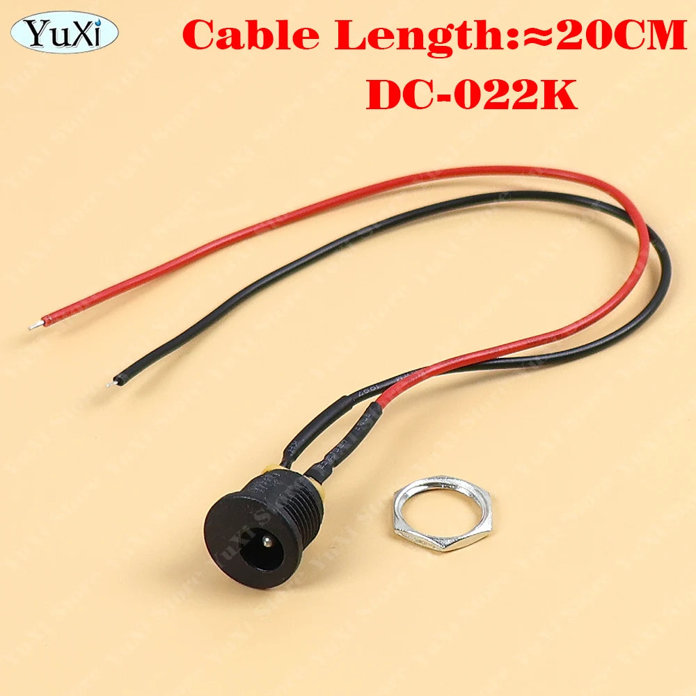 2-20pcs 5.5 X 2.1mm 5.5*2.5mm DC Power Jack Socket Female Panel Mount Connector Port With Cable Cord