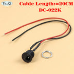 2-20pcs 5.5 X 2.1mm 5.5*2.5mm DC Power Jack Socket Female Panel Mount Connector Port With Cable Cord
