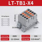 Push-in Terminal Block Multiple In Out Terminal Quick Connection of Wires Din Rail Wire Connector Universal Junction Box TB1-X6D