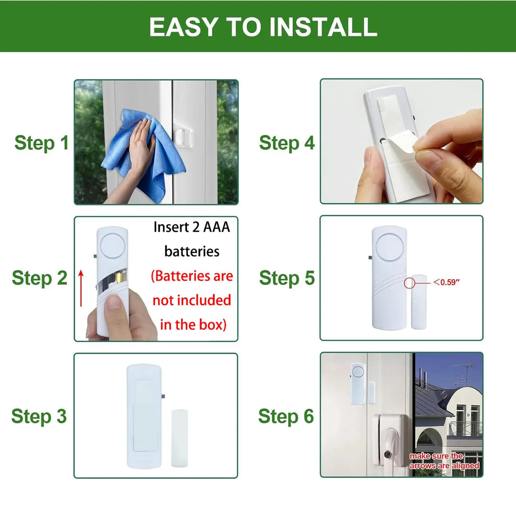 5pcs/10pcs Wireless Door Window Sensor Alarm 95db Anti-theft 433mhz Door Contact Detector Magnetic for Home Security Protection