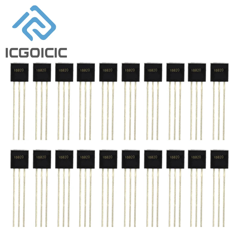 1-100pcs DS18B20 DS18B TO-92 Chip Programmable Digital Thermometer Temperature Sensor Temperature Acquisition TO-92