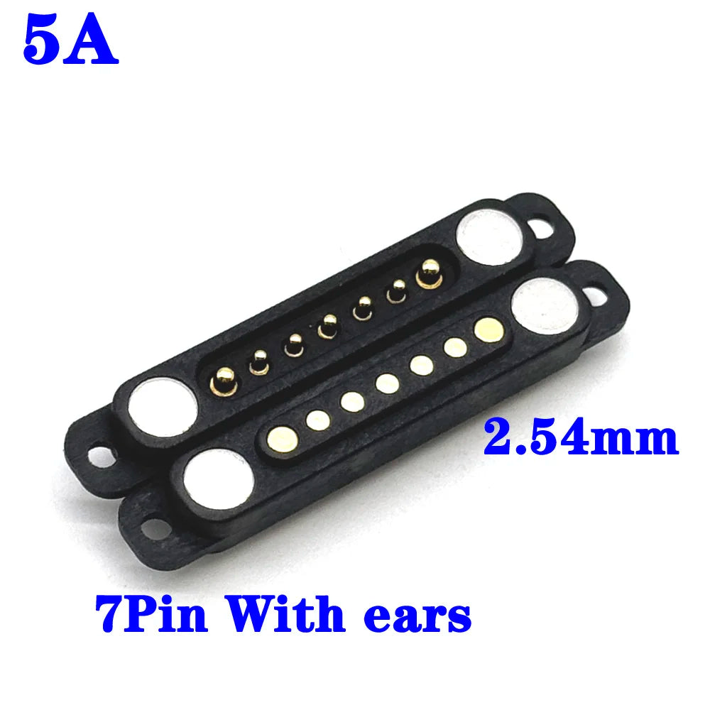 1sets DC 36V 5A Waterproof Magnetic Pogo Pin Connector 5Pin With Ears Pogopin Male Female Spring Loaded DC Power Socket