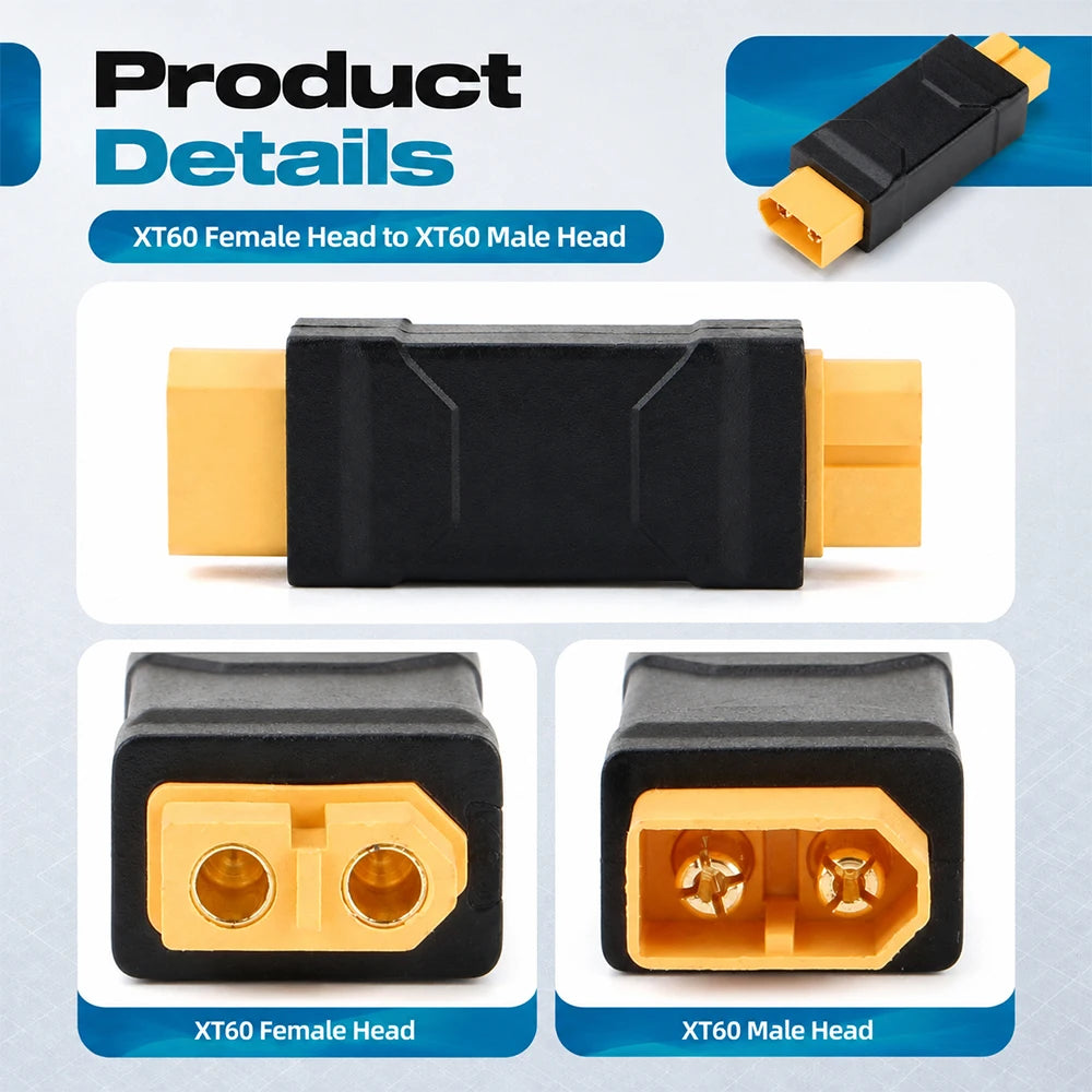 XT60 Male/Female to XT60 Plug Female/Male Adapter Converter Connector For RC Toys Radio-Controlled Car Remote Control Aircraft