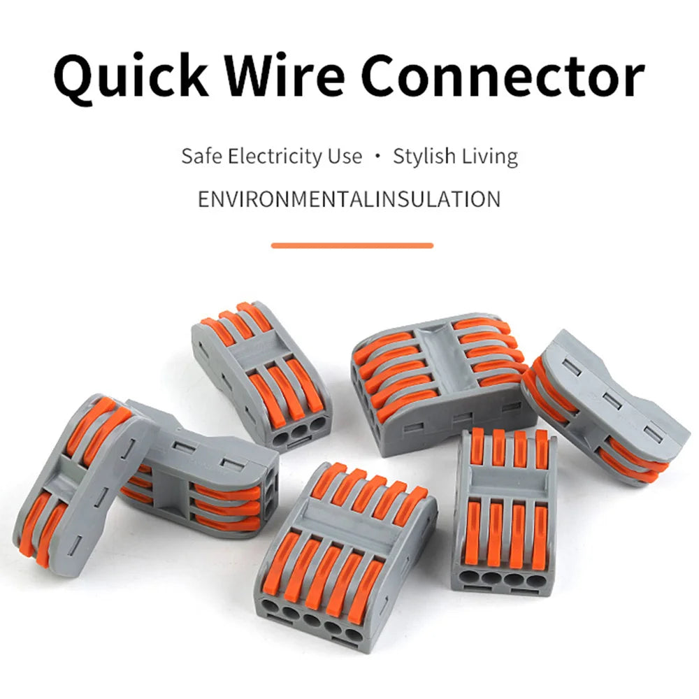 5PCS Quick Wire Cable Connectors Compact Push-in Conductor Terminal Block 2/3/4/5 Pin Electrical Wiring Connection With Lever