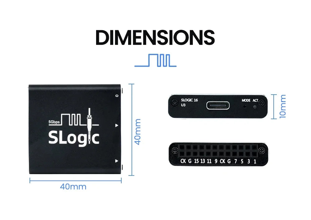 Sipeed SLogic16U3 16CH 800M Super-Speed Logic Analyzer Samplerate 5Gbps USB3 Adjustable Threshold For WIN MAC Linux