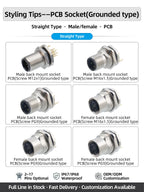 M12 Screw Termination Plastic Field Plug NMEA2000 5 Pin Straight Angled IP67 Waterproof 3 4 6 8 Poles Sensor Connectors PG7 PG9