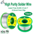 50g Lead-free Solder Wire SN99.3 Cu0.7 Environmental Protection Tin Wire Flux Reel Welding Line Soldering Wire Roll High Purity