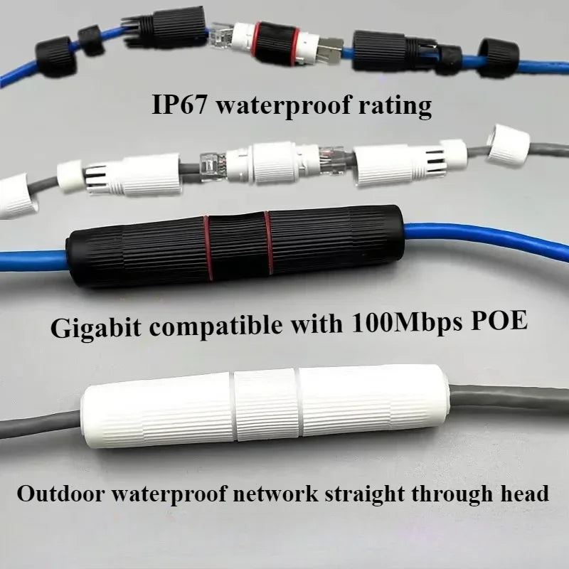 5Pcs IP67 Waterproof RJ45 Connector, Outdoor Ethernet Coupler, Straight Through Network Extender for Broadband Cable