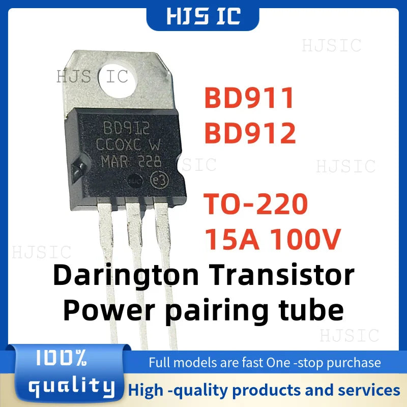 10PCS~20PCS NEW 100% quality BD911 BD912 TO-220 15A 100V Darington Transistor BD911-NPN BD912-PNP Power pairing tube electronics