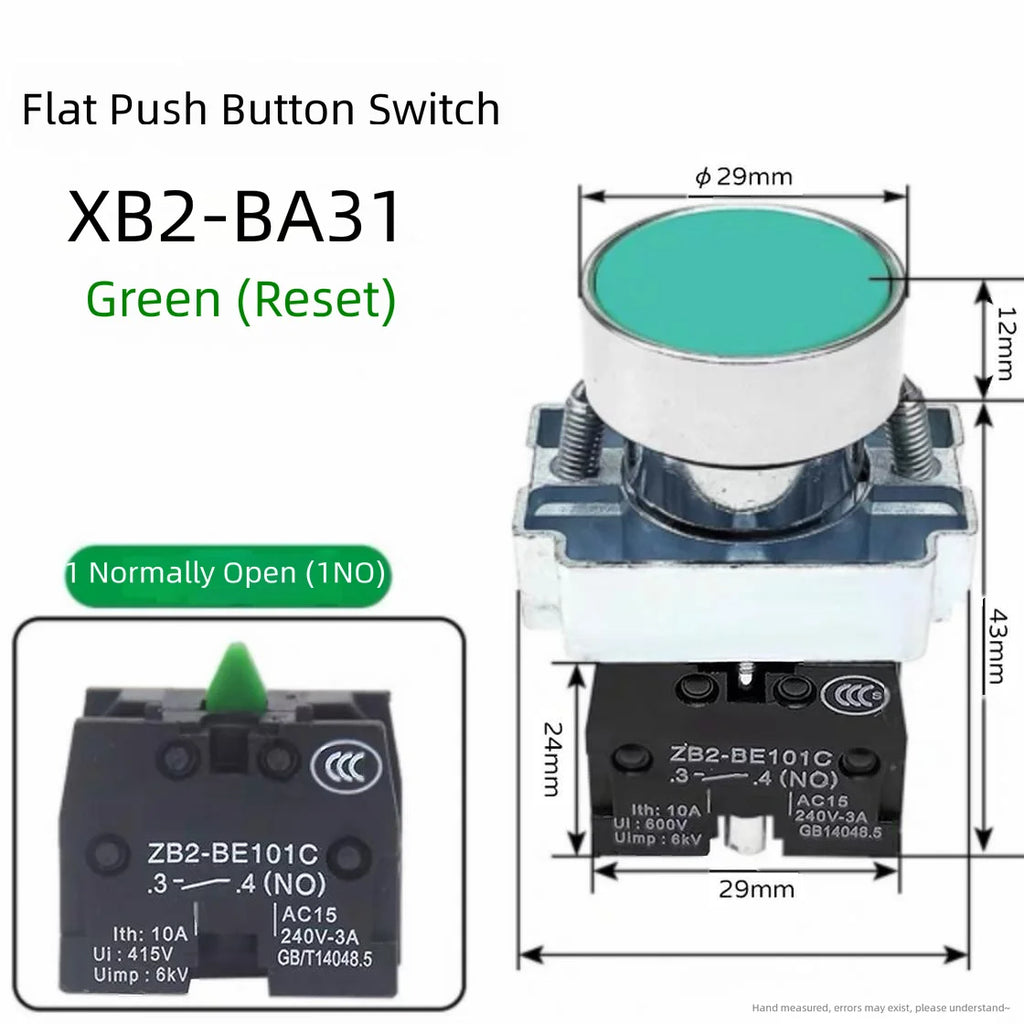 XB2 button switch metal emergency stop reset rotating mushroom head jog power start stop