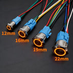 12mm 16mm 19mm 22mm Metal Switch Button Push With Wire Waterproof On Off Momentary/Latching Led Light Start Stop 5V 12V 24V 220V