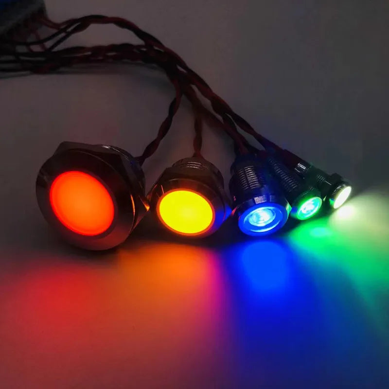 Waterproof metal indicator lamp 6/8/10/12/16/19/22MM power signal lamp 3V 5v 6v 12V 24V 110V 220V red/yellow/blue/green/white