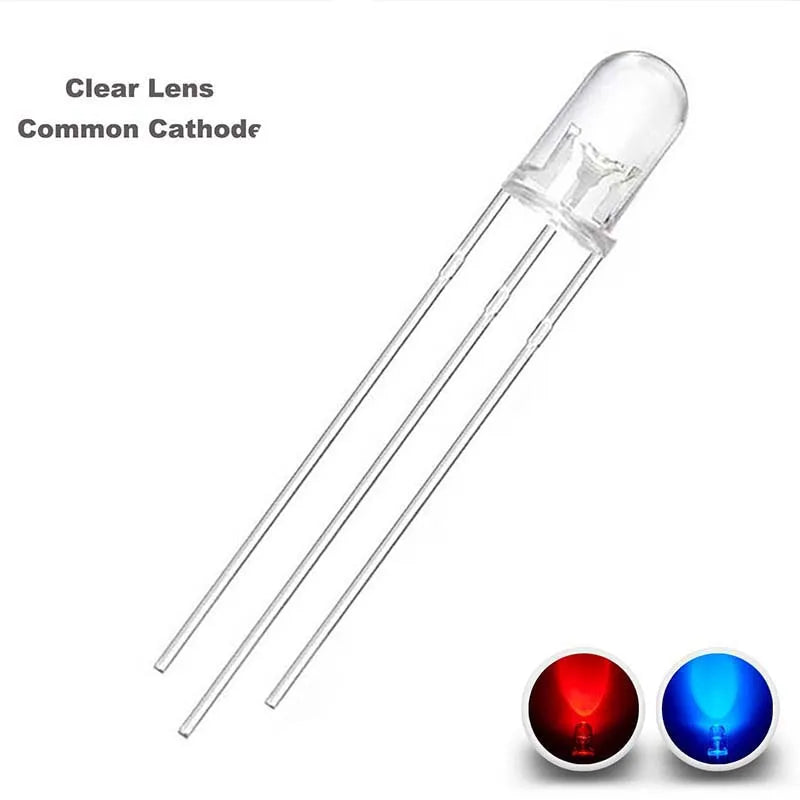 100 Pcs 5mm Led Diode Bicolor Two Color Red Green Blue Commmon Anode Cathode 2V 3V 20mA F5 Light Emitting Lamp Blub For DIY PCB