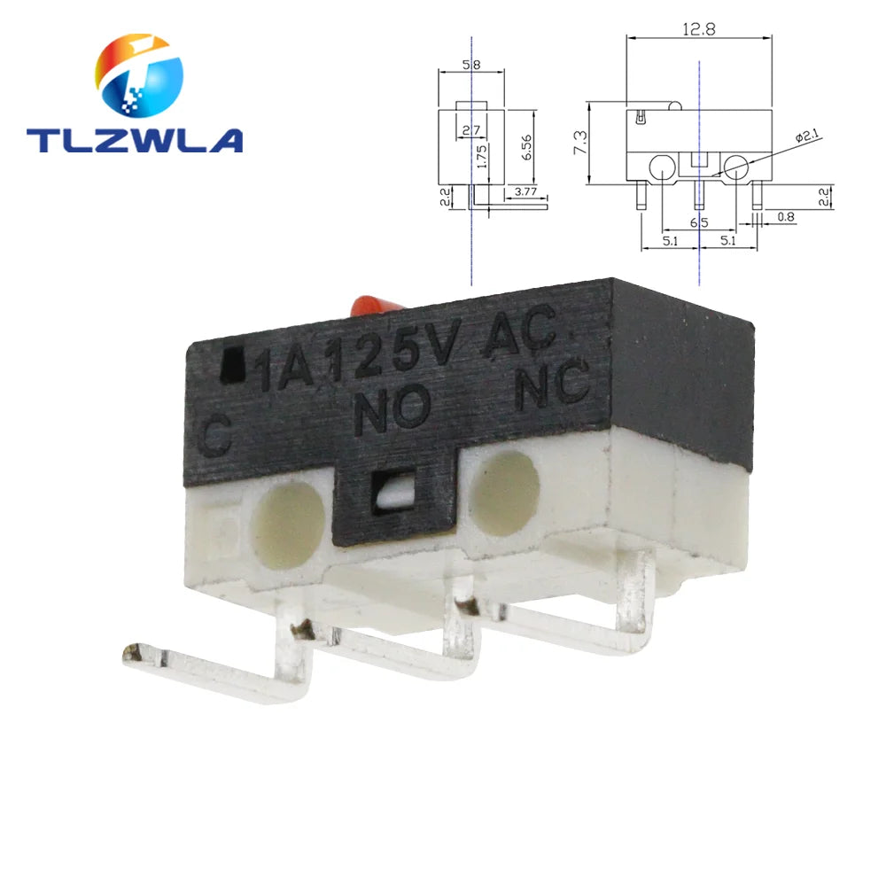 10PCS Micro Limit Switch Momentary Push Button Switch 1A 125V AC Mouse Switch 3Pins Long Handle Roller Lever Arm SPDT 12X6X6MM