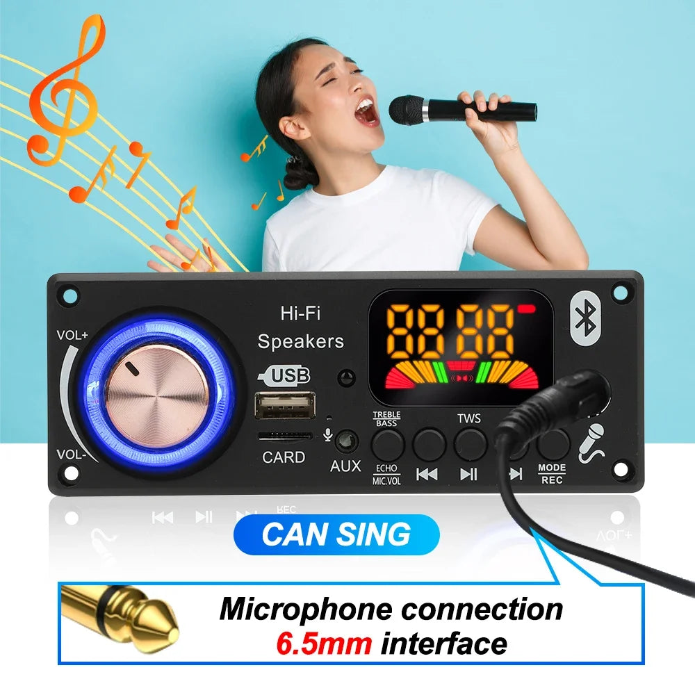 200W DIY Home Digital Amplifier MP3 Decoder Board 100W Audio Power Bluetooth 5.3 FM For Music Subwoofer Speakers Volume Control