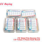 2600Pcs/150pcs 1/4W 1/2W 1W 2W 3W 5W Metal Film Resistor Assortment Kit 1% 0.25W 0.5W Resistance Set Electronic Components Kits