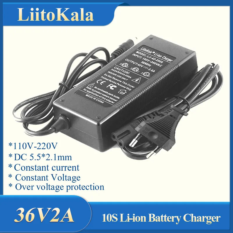 LiitoKala 12V 24V 36V 48V 2A/5A 3S 6S 7S 10S 13S 18650 Lithium Battery Charger 12.6V 29.4V 42V 54.6V DC 5.5*2.1mm
