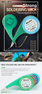 RELIFE Anti-heat Desoldering Wick Wire Mesh Accurate Control Sucker Braid for BGA Welding Repair Tool 1.5mm 2mm 2.5mm 3mm 3.5mm