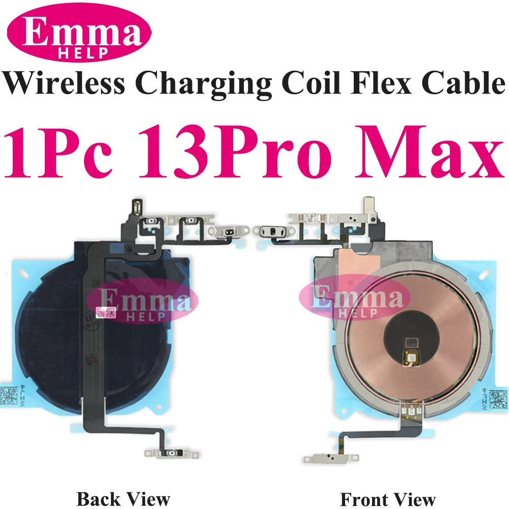 Wireless Charging Coil NFC + Power Volume Flex Cable for iPhone 14 14 Plus 15 15 Pro Max 16 – WPC Charging Antenna