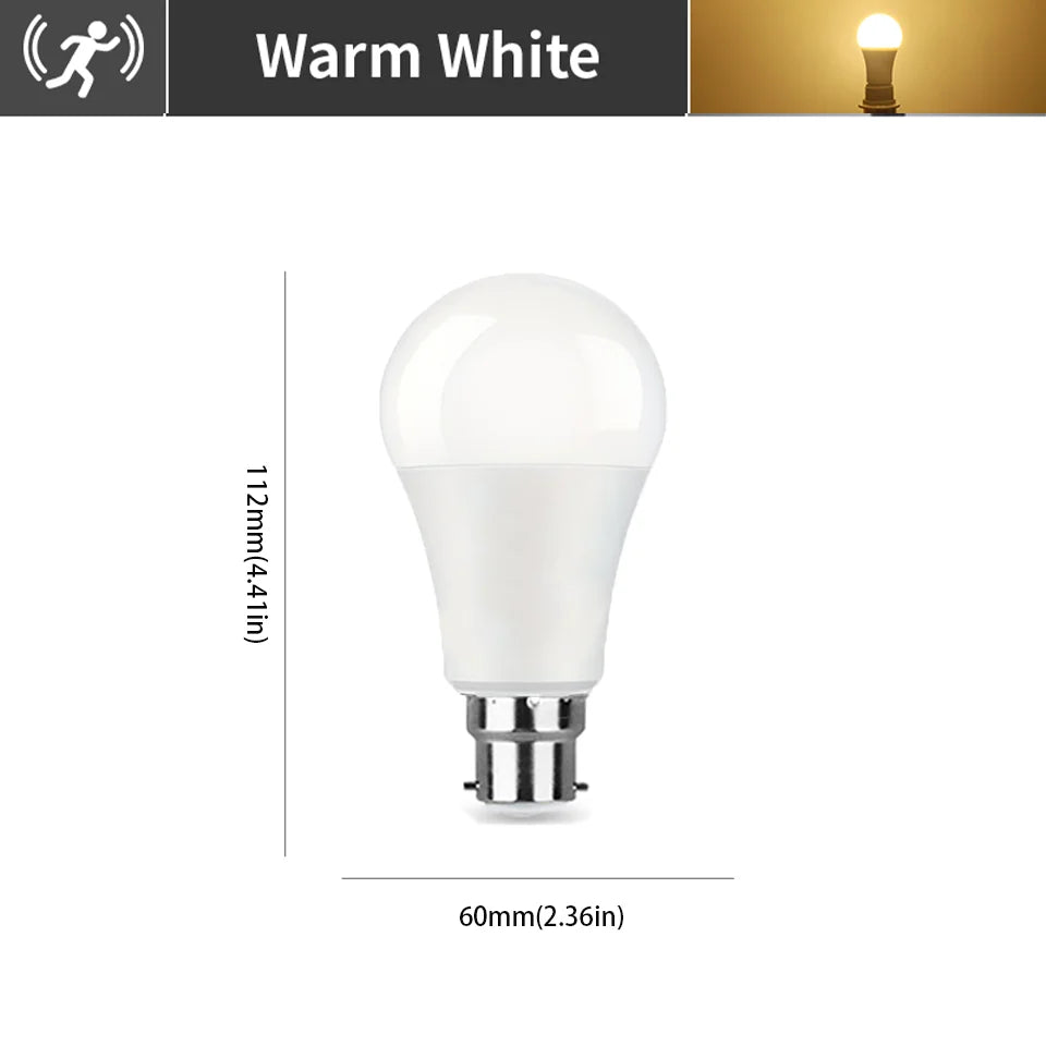 4PCS Radar Motion Sensor Light Bulb B22 220V 6W 9W 12W 15W 18W 20W Auto ON/OFF LED Night Light Bedroom Garden LED Bulbs For Home