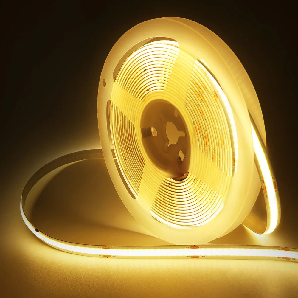 5V USB COB Led Strip Light White/Red/Green/Pink/Ice Blue/Yellow 320 Leds Flexible Ribbon DC Night Lamp TV Backlights Home Decor