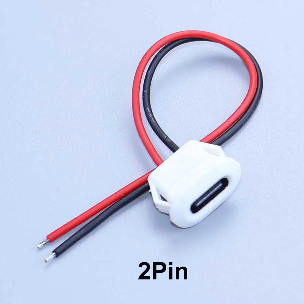 2/4/6Pin USB-C Type-C Waterproof Connector Charger Jack Direct Compression Female Socket Charging Interface With PH2.0 Terminal
