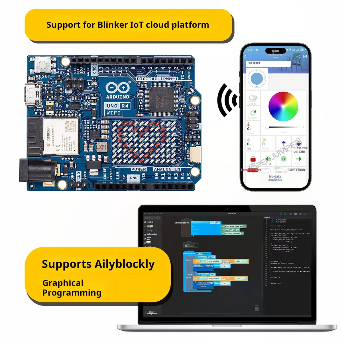 Arduino UNO R4 WiFi ABX00087 Development Board ESP32-S3 Bluetooth RA4M1 ARM Cortex-M4 for IoT Robotics