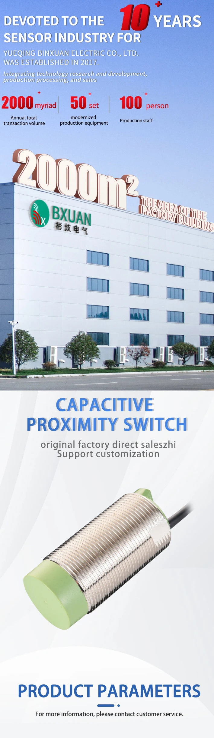Capacitive Proximity Switch Sensor Non-Contact Liquid Level Sensor CR30 Series Detection Non-Metallic Liquid Level Sensor