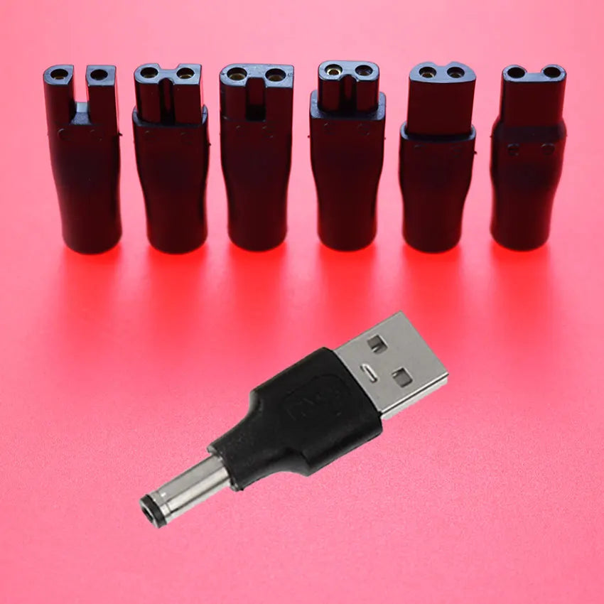 2/7Pcs 5V DC 5.5*2.1mm USB Power Cord Cable Double Hole Charging Adapter Plug For All Kinds Hair Clippers Beard Trimmers Shavers