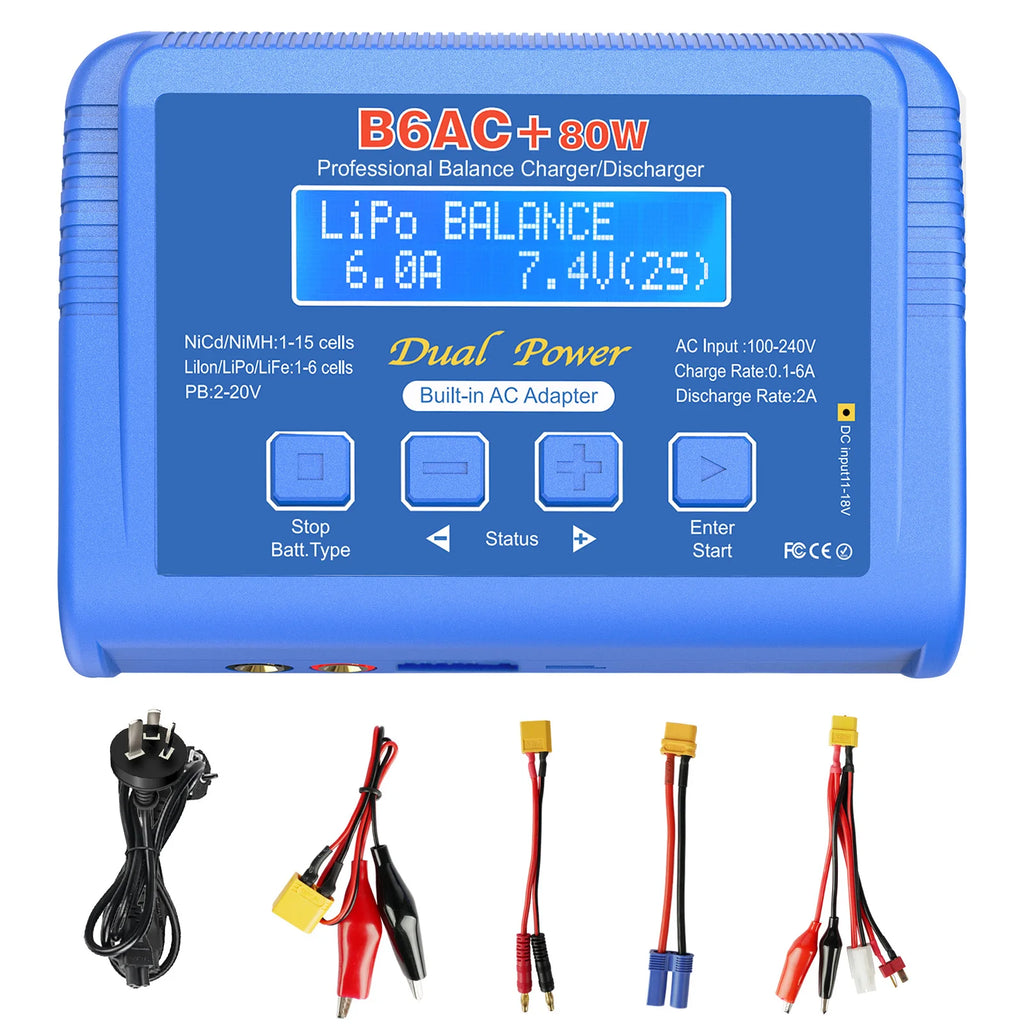 iMAX B6 80W Battery Charger For Lipo NiMh Li-ion Ni-Cd Digital Lipro Balance Charger Discharger AC Power 15V 6A Adapter Rc Car