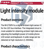 GY - 30 / GY - 302 BH1750 BH1750FVI Light Intensity Illumination Module: 3V - 5V Compatibility for Arduino Projects