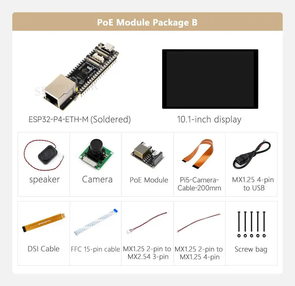Waveshare ESP32-P4-ETH Development Board 32MB PSRAM/Flash PoE RJ45 Ethernet MIPI-DSI CSI RISC-V MCU for Arduino IoT AI SmartHome