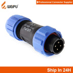 WEiPU SP13 Plastic M13 Waterproof Circular Power Plug Socket Wire Joint Connector 2 3 4 5 7 9Pin for Solar Audio Visual System