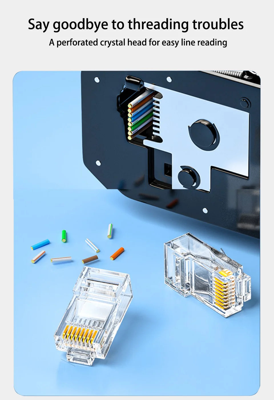 CAT6 CAT7 CAT5E RJ45 Connectors Pass Through Modular Plug Network UTP 3/50μ Gold-Plated 8P8C Crimp End for Ethernet Cable