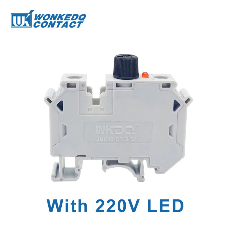 5Pcs UK10-DREHSI Electrical Connector 24V/220V LED 1A/2A/4A/6A/10A Fuse UK10 Screw Cap Din Rail Terminal Block UK 10-DREHSILED