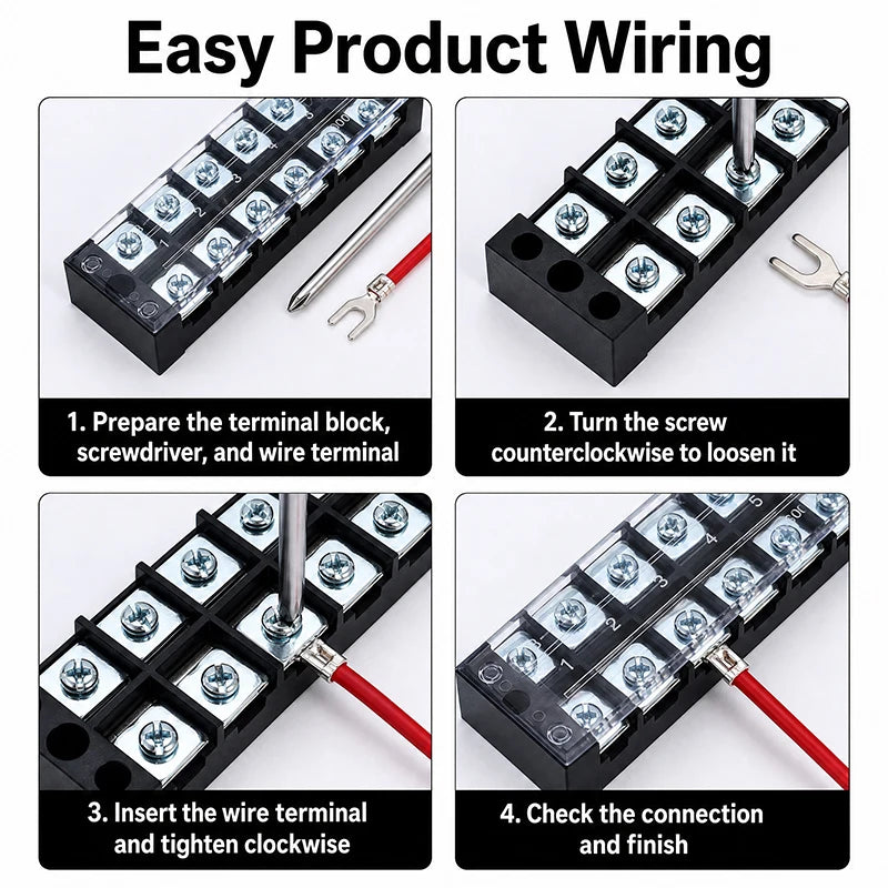 1PCS Dual Row Grounding Strip Wire Connector TB2503 Thick Copper Screw Terminal Block Flame Retardant Durable 600V 25A