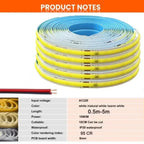 1-5m COB LED Strip 220V Flexible Tape Lights  Light Smart IC No Need Driver High Bright 240 LEDs Linear Lighting RA95 Warm White