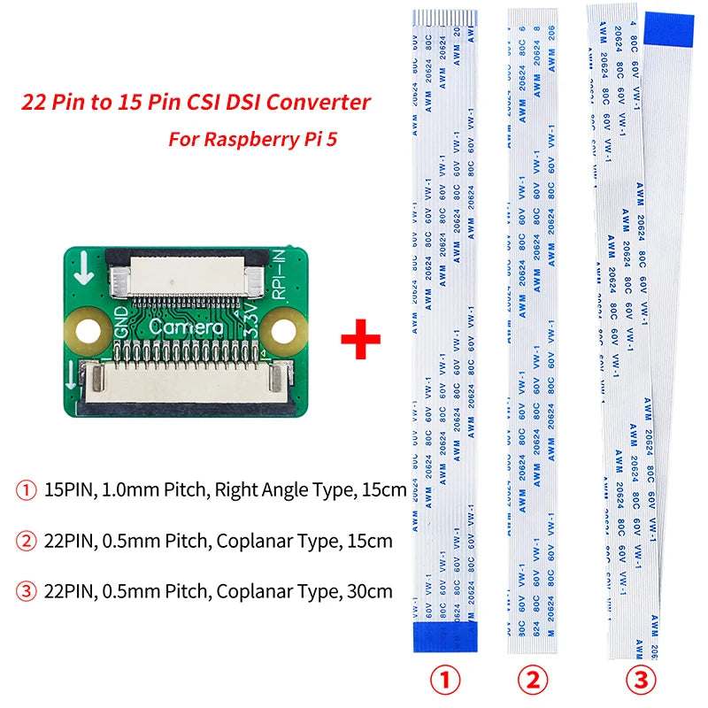 DSI Display CSI Camera Interface Cable 15Pin To 22Pin CSI DSI Adapter Module For Raspberry Pi 5