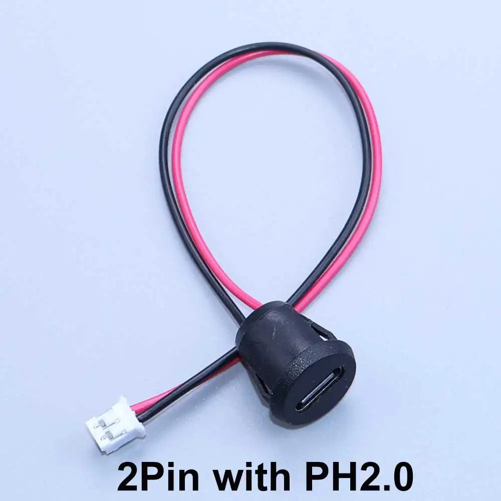 2/4/6Pin USB-C Type-C Waterproof Connector Charger Jack Direct Compression Female Socket Charging Interface With PH2.0 Terminal