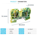 5Pcs ST 16-PE 16mm² Ground Connector Din Rai Terminal Blockl Spring-Cage Connection 16mm Earth Wire ST16-PE