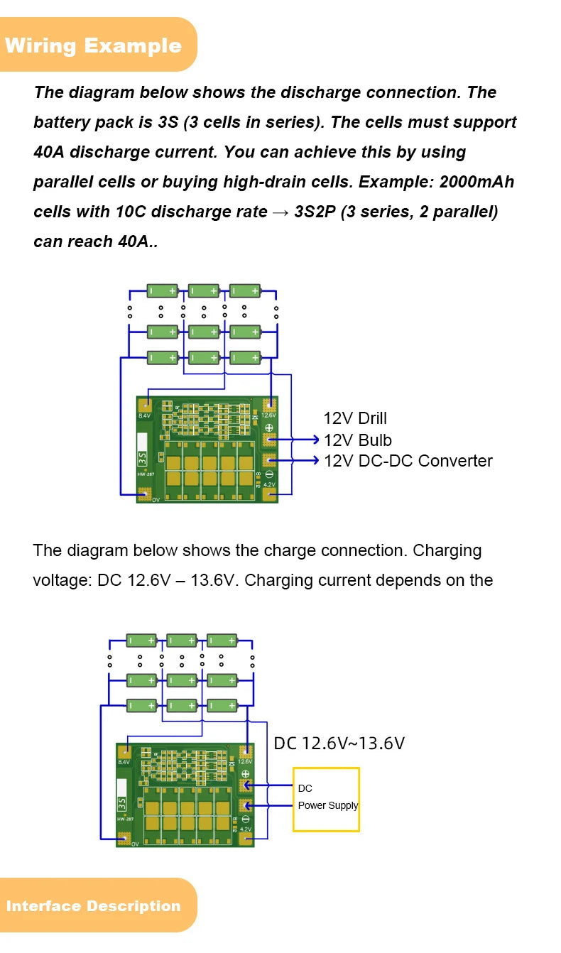 3S 4S 40A 60A 18650 Lithium Battery Protection Board BMS 12.6V 16.8V Overcharge Overdischarge Protection for Drill