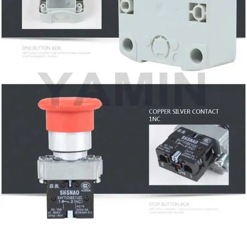 22mm EX Waterproof Emergency Stop Push Button Switch Box Mushroom Elevator Lift Security Rain-proof BE102C