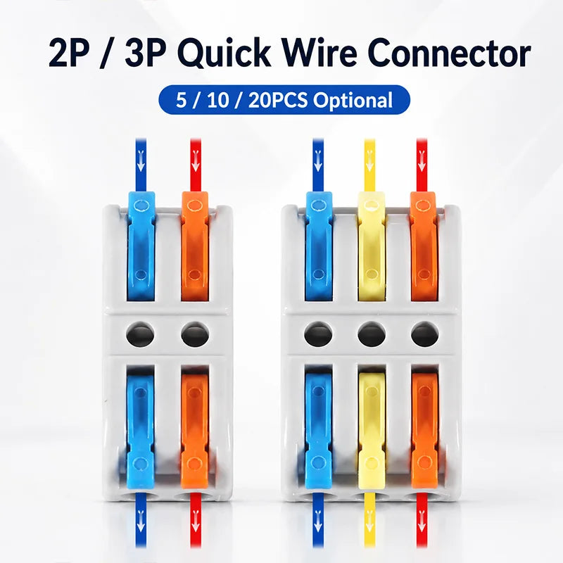 PCT-222-C PCT-223-C Color Lever Wire Connector 2 3 Port 5 10 20PCS Compact Push In Terminal Block for Electrical Cable Wiring