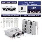 2pcs 50A 75A 175A 3P Battery Power Connector Kit Quick Disconnect Plug 600V Car Forklift Battery Charging Electrical Connectors