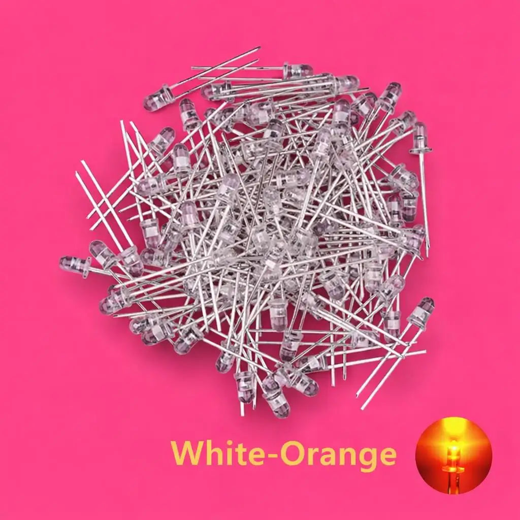 SAMIROB 60/100Pcs 3mm LED Diode Kit F3 Schottky Assorted Diode Red White Green Blue Yellow Orange Pink Purple Warm White for DIY