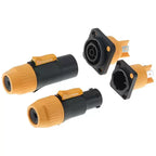 10PCS Waterproof PowerCON True Locking Connector 3-Pin  Male Plug Jack, IP65 PA66 Black/Orange Power Cable Connector