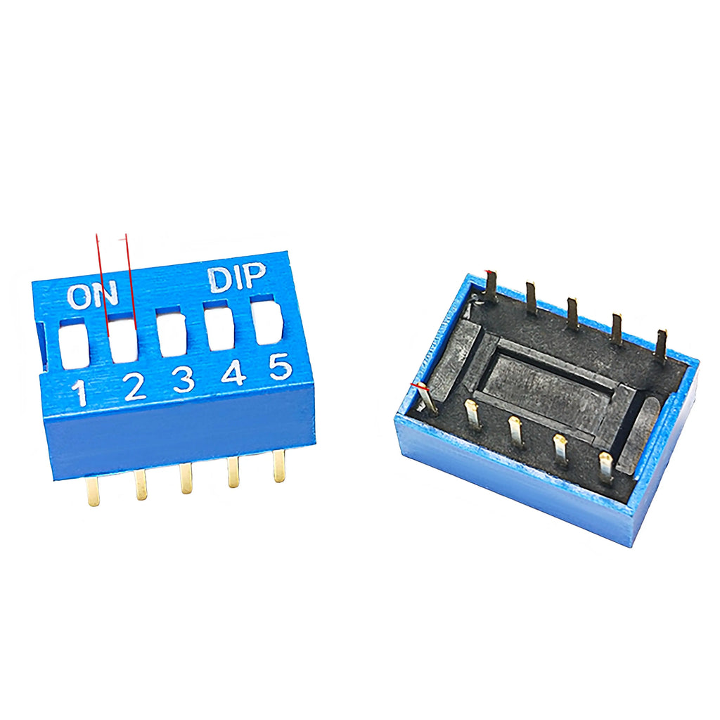 DSWB05LHGETB 2.54mm spacing 5-position direct insertion DIP/flat toggle switch blue 10