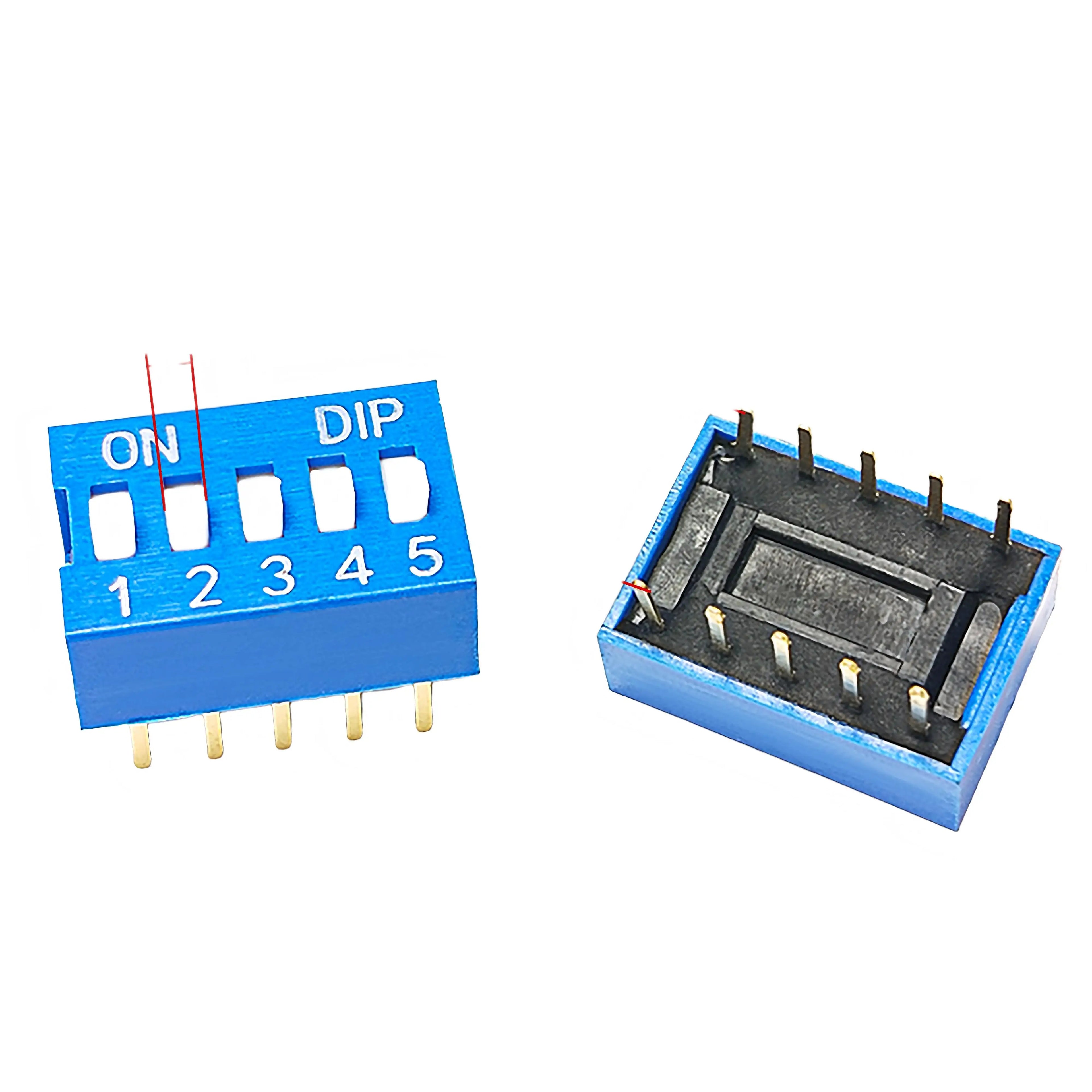 DSWB05LHGETB 2.54mm spacing 5-position direct insertion DIP/flat toggle switch blue 10