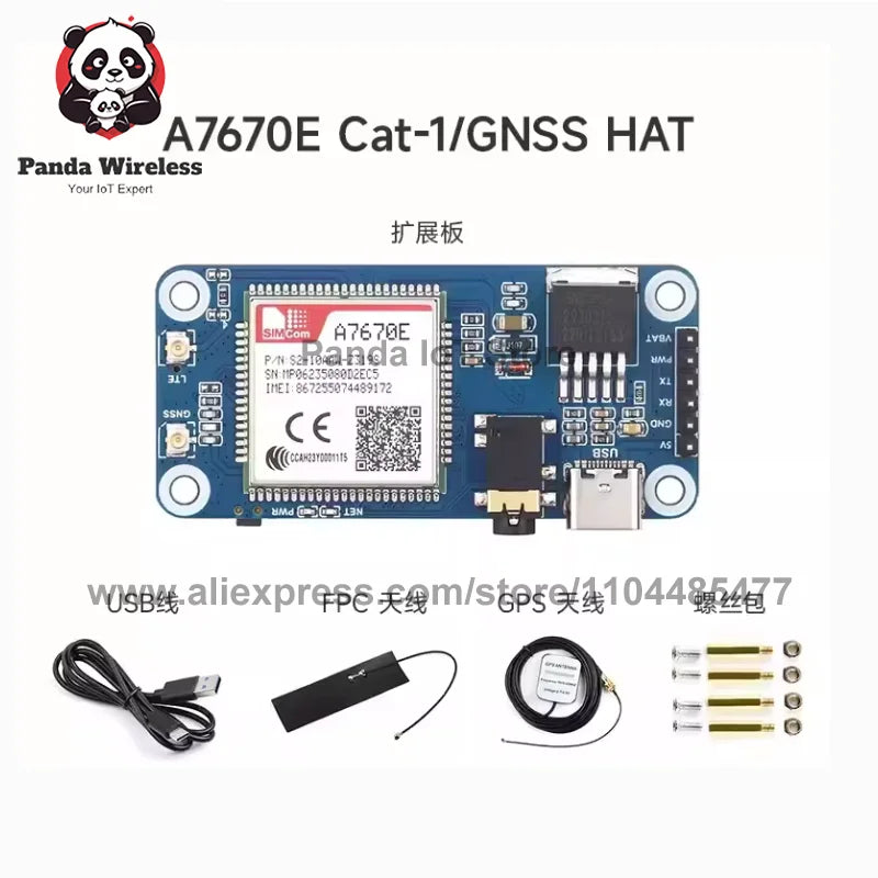 Free shipping Raspberry Pi 4G HAT Expansion Board For LBS Positioning A7670E SIM7600G-H SIM7600CE SIM7600E SIM7600E-H LTE
