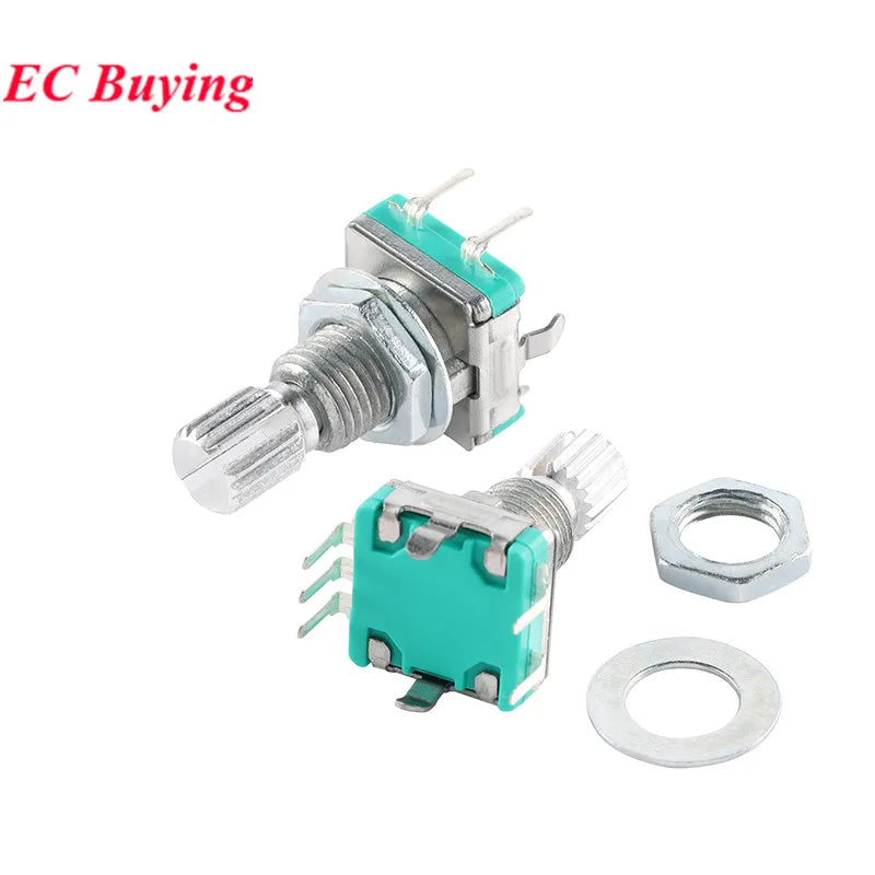5Pcs/1pc Rotary Encoder EC11 EC12 EC16 15mm 20mm Half Plum Axis Handle Length Code Switch Digital Potentiometer with Switch 5Pin